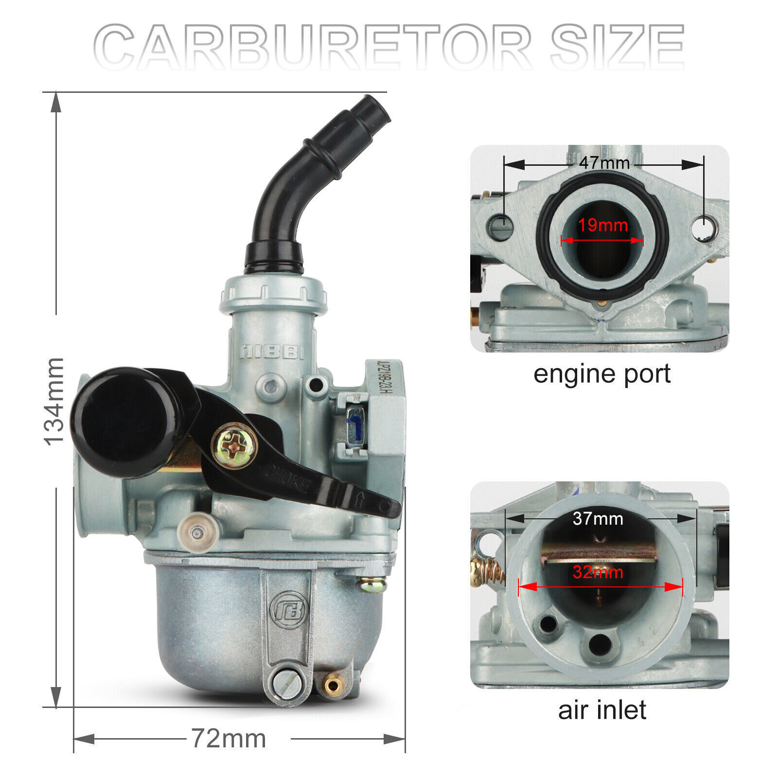 NIBBI PZ19 Carburetor Air Filter For 125cc Coleman Powersports AT125-B Baja ATV