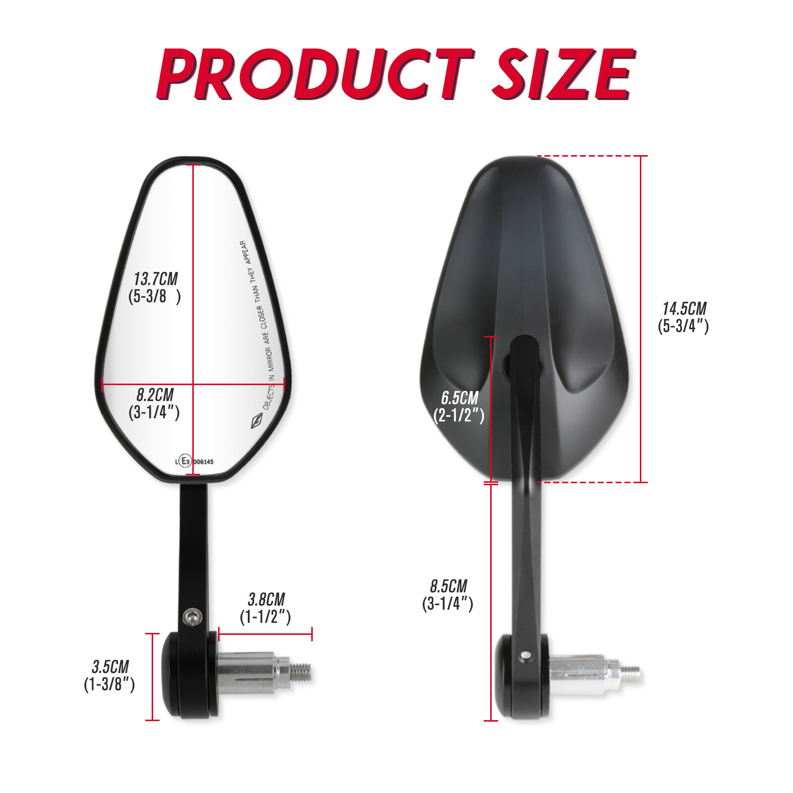 For Suzuki GSXS750 GSXS1000 SV650 Motorcycle 7/8″ Handle Bar End Mirrors Black