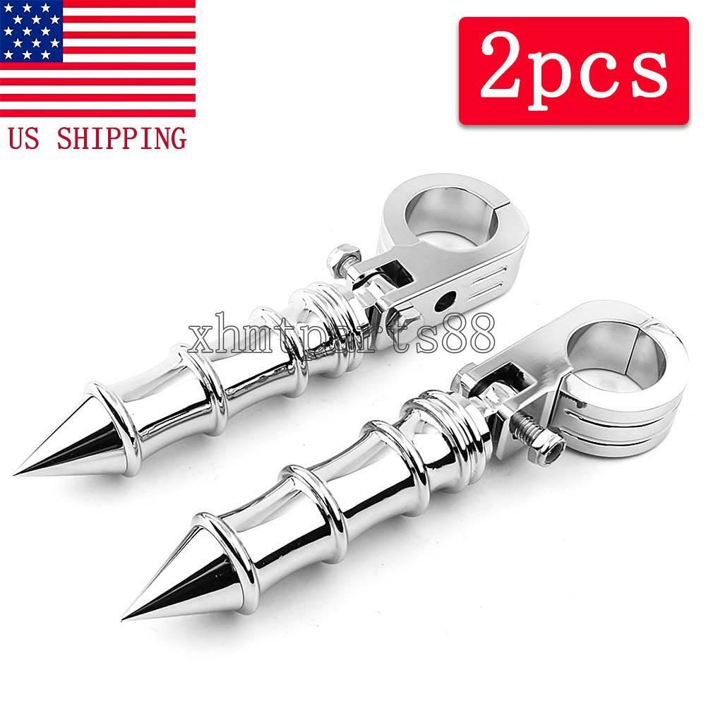 2x Motorcycle 38mm Crash Highway Bar Engine Guard Foot Pegs Mount Clamp 1.5inch