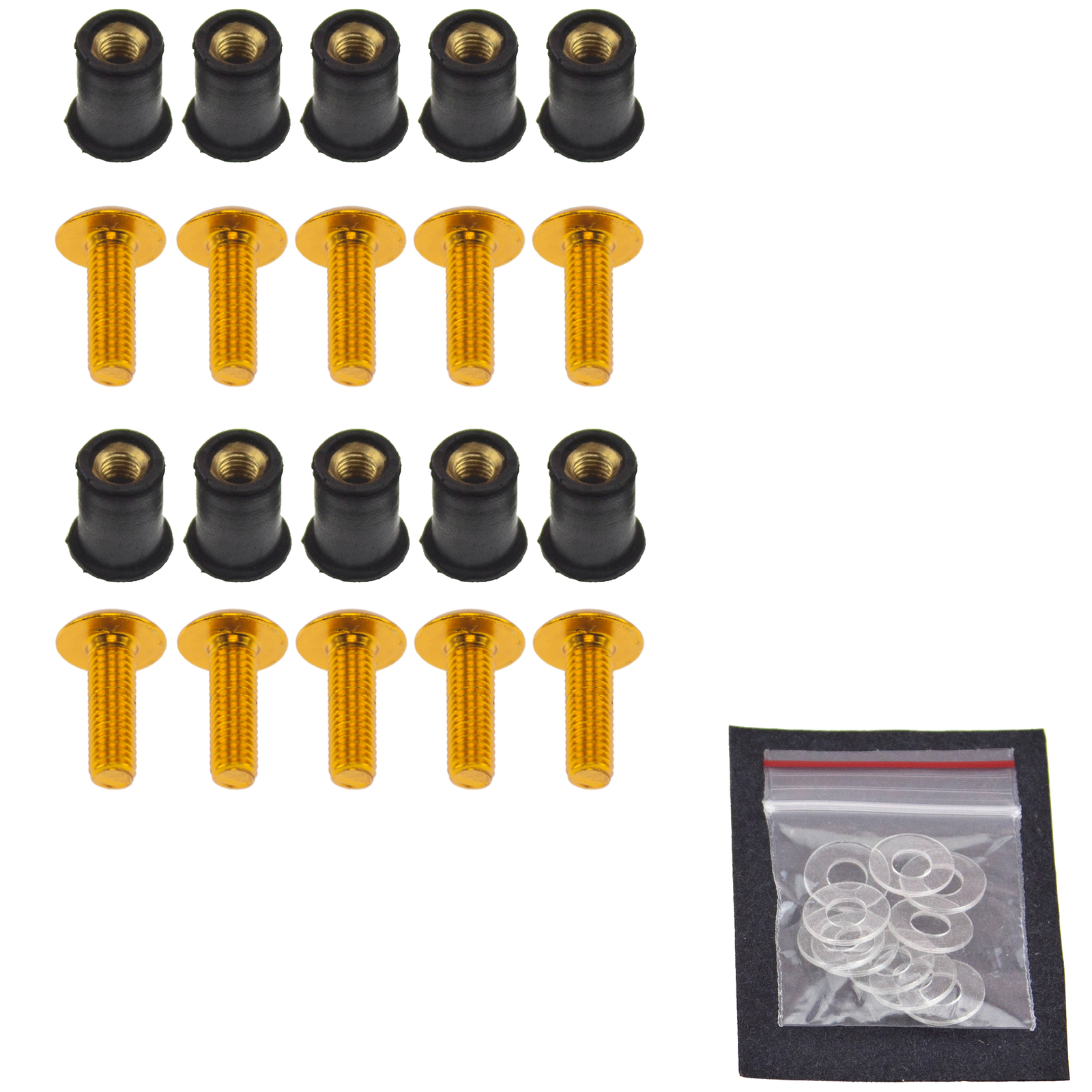 M5 x 1.25p Wellnut Fairing Gold CBR GSXR ZX 10x Windscreen Bolt Kit Fastener