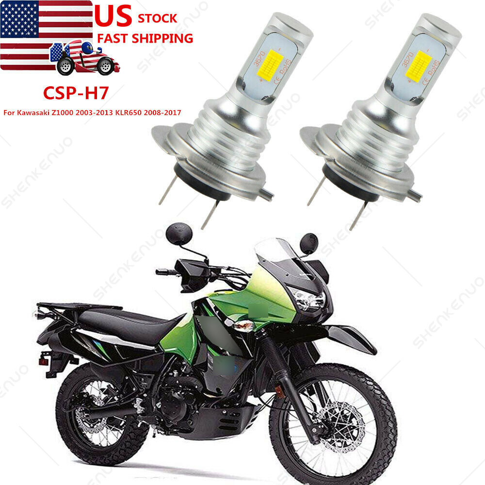 100W H7 LED Headlight Bulbs For Kawasaki Z1000 2003-2013 KLR650 2008-2017 5000LM