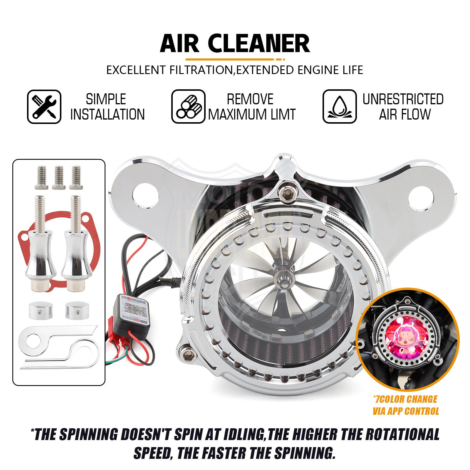 LED Air Cleaner Intake Filter For Harley Dyna Electra Street Glide Road King