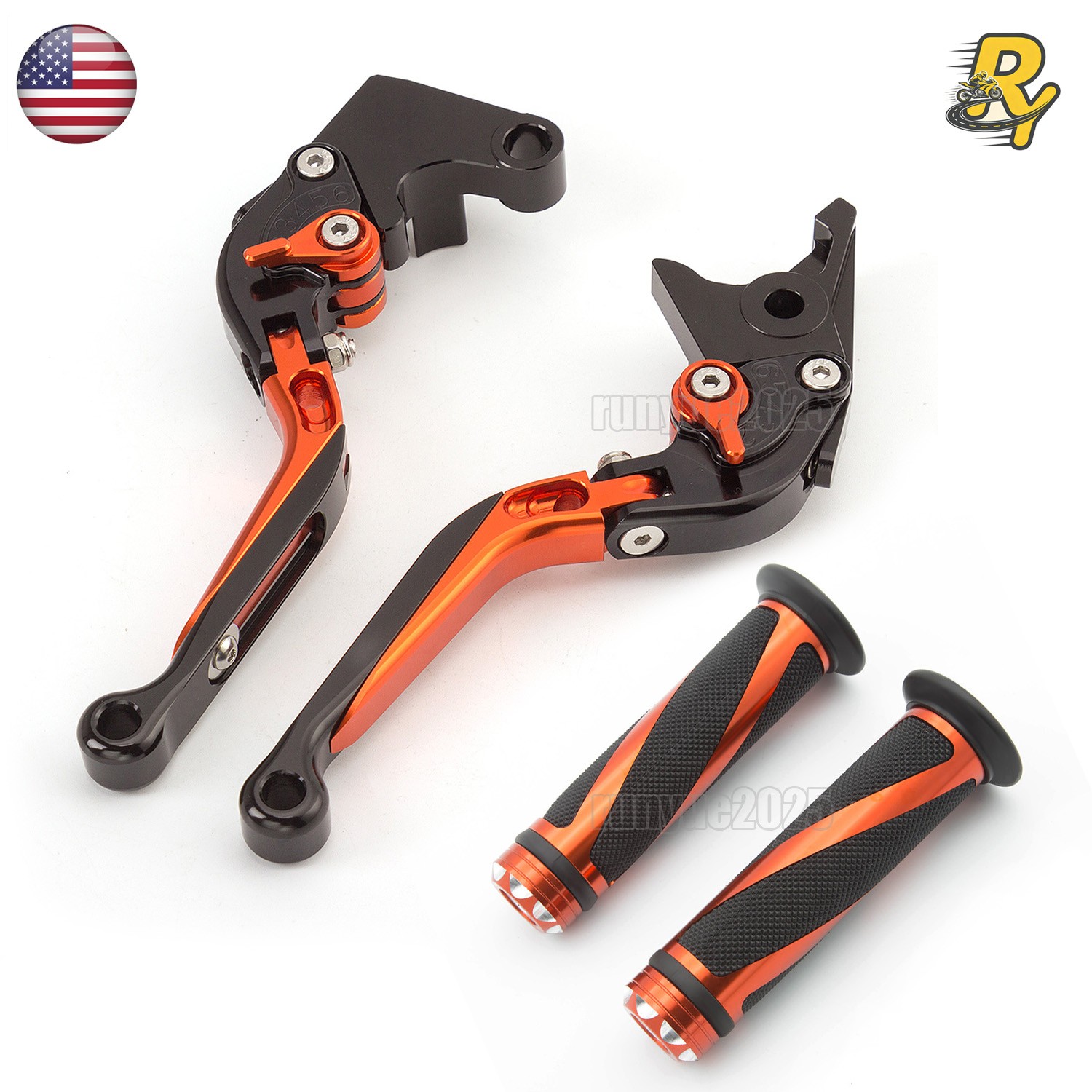 For YFM700 Raptor 700R 2008-2023 CNC Fold Extend Brake Clutch Levers &Grips Pair