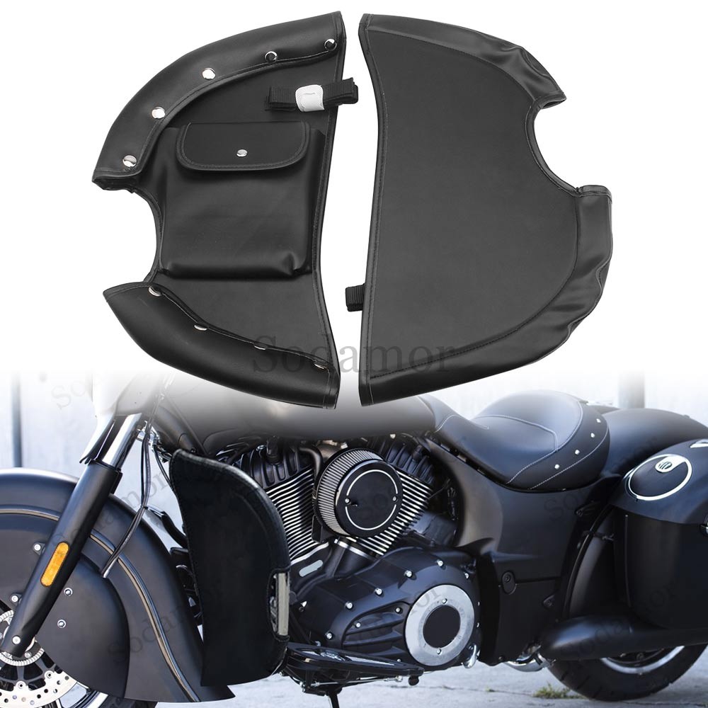 Black Lower Leg Warmer Bags Wind Deflector For Indian Chieftain Dark Horse 2016