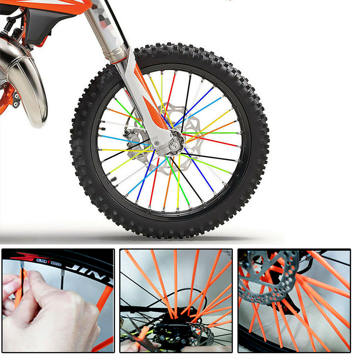 72PCS Motorcycle Dirt Bike Spoke Skins Covers Wraps Wheel Rim Guard Protector US