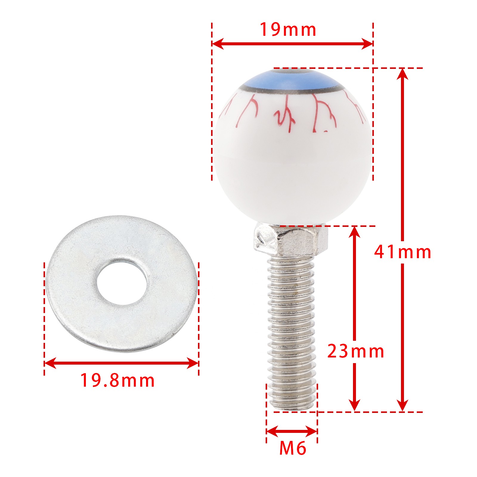 4x Motorcycle Bike Plastic Eyeball License Plate Bolt On Screw On Frame Nut