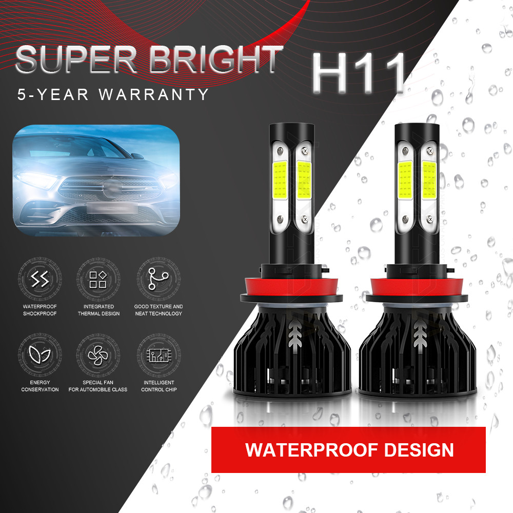 2x H11 LED Headlights 80000LM 6000K Cold White 120W IP68 Waterproof