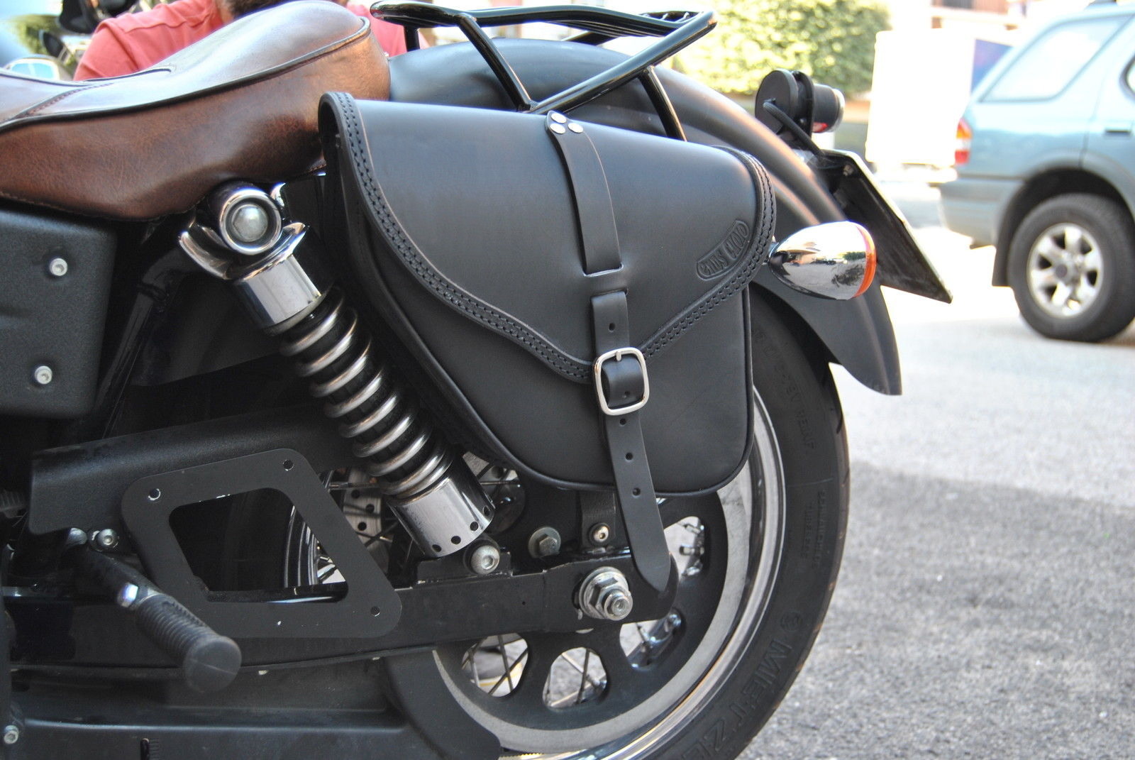 SADDLE BAG FOR HARLEY DAVIDSON DYNA STREET BOB WIDE GLIDE ITALIAN LEATHER