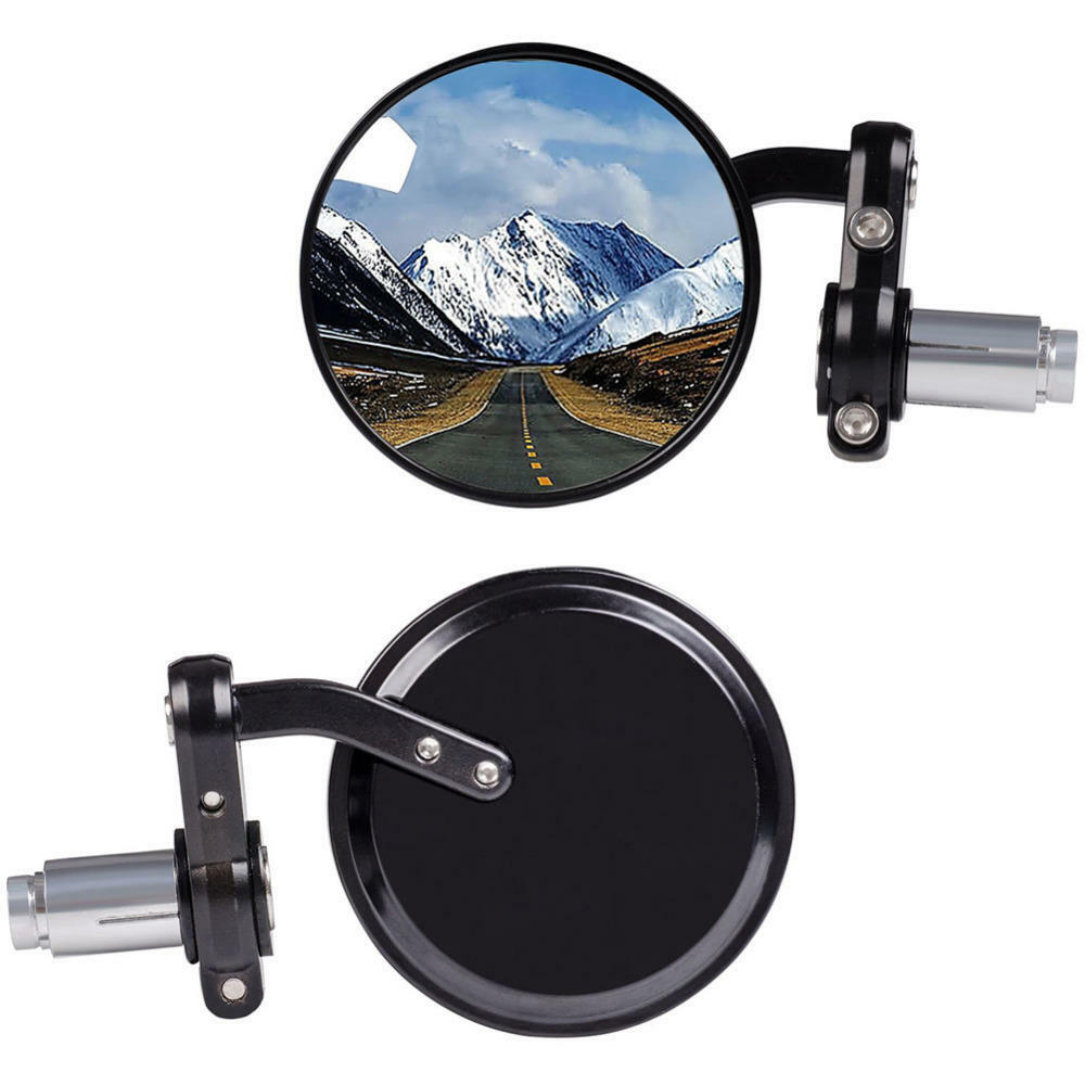 Cafe Racer Black Round Motorcycle 7/8″ End Bar Side Mirrors For Honda Suzuki