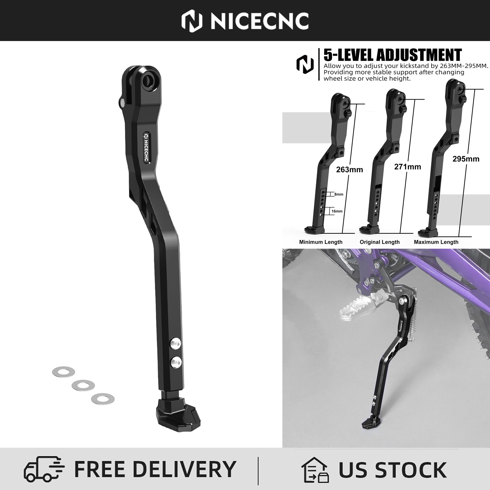 NICECNC Adjustable Side Stand Kickstand Kick Stand For Surron light bee X S L1E