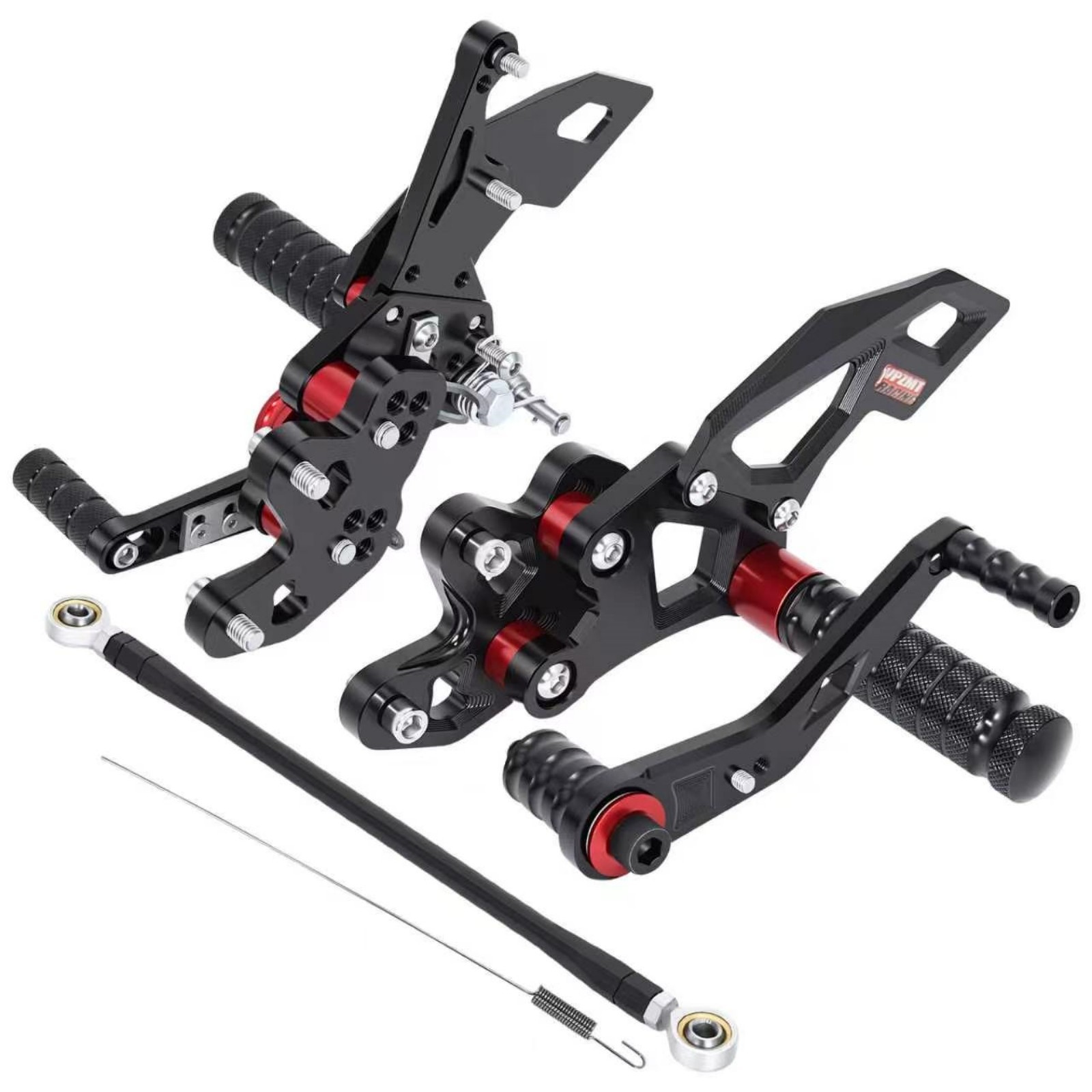 Rearset Foot Pegs Footrests Fully Adjustable Foot Boards for Suzuki GSXR, Black