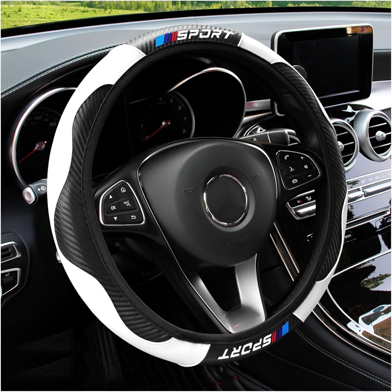 14.5-15 Inch Universal Steering Wheel CoverColor: White