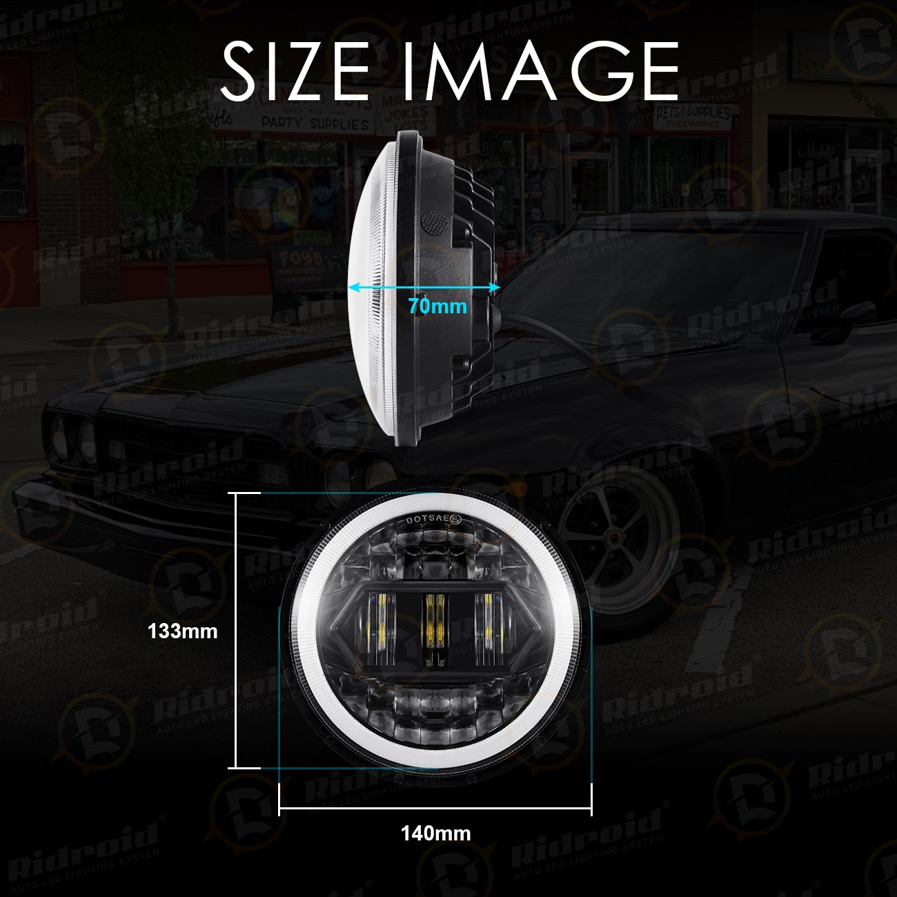80W 5-3/4″ 5.75 LED Motorcycle Headlight Black for Harley Sportster Dyna Softail