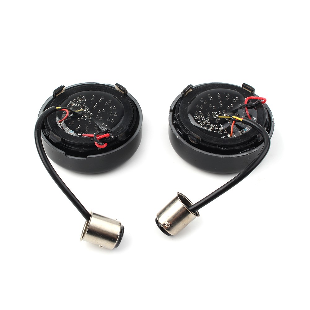 1 Pair LED Black Fire Ring Turn Signals Lights for Harley Softail Dyna