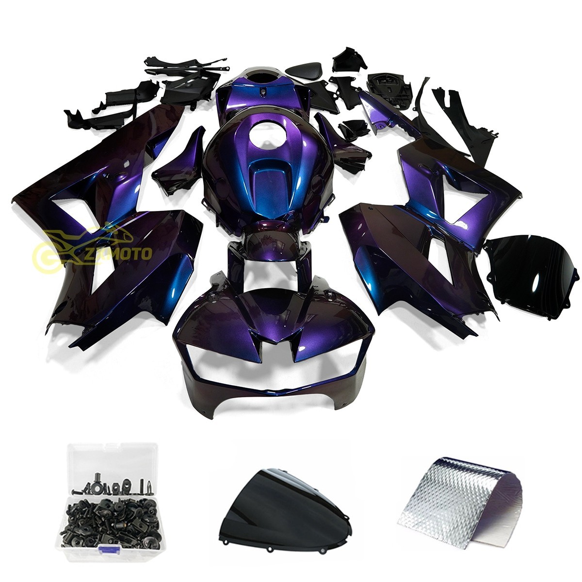 Chameleon Fairing Kit +Bolts for Honda CBR600RR 2013-2025 Blue Purple ABS Body