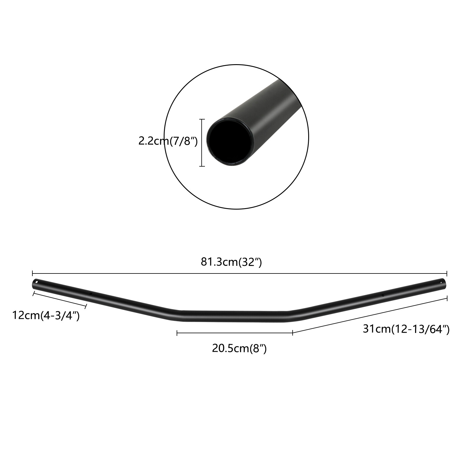 7/8″ 22mm Motorcycle Handlebar Drag Bar Black For Indian Scout Bobber Cafe Racer