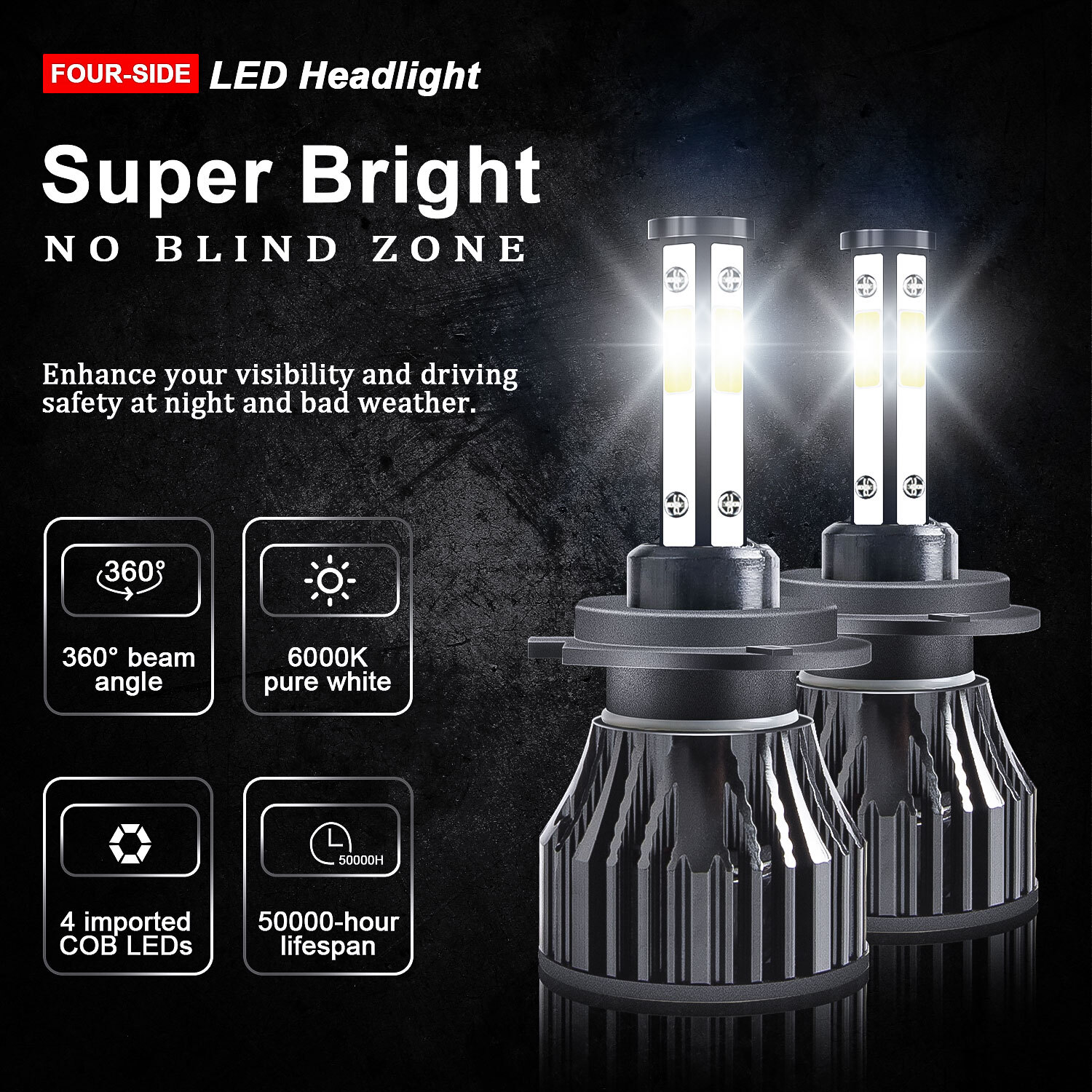 4side H7 Led Headlights Bulb For Honda Goldwing F6B GL1800B 2013-2016 Motorcycle