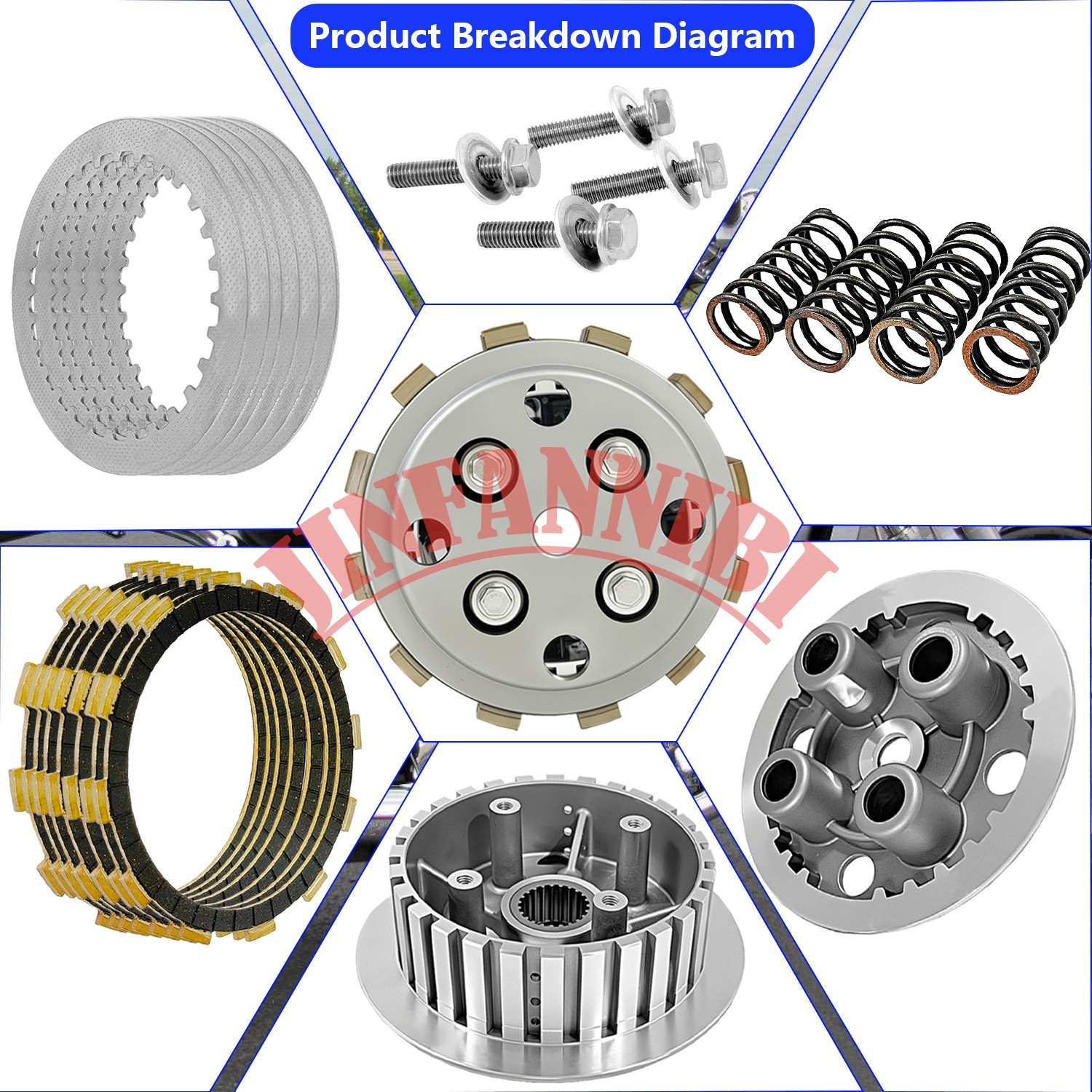Clutch Outer Pressure Plate Kit & Center Inner Hub for Suzuki Boulevard M50 M50B