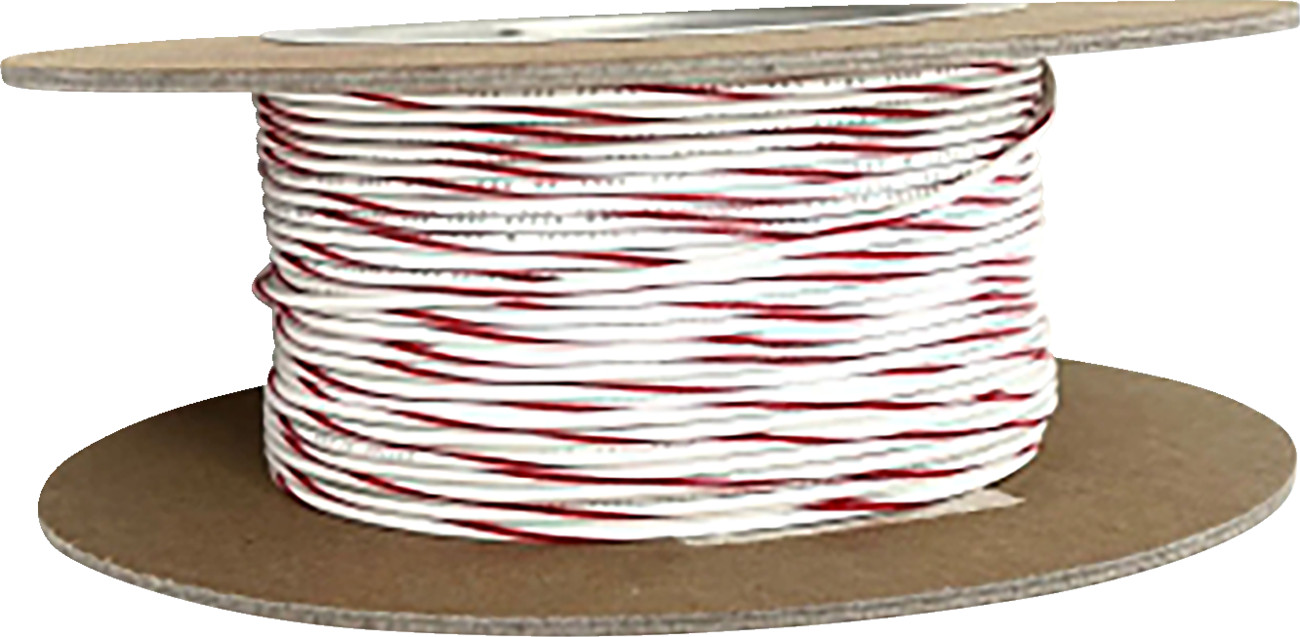 Namz 20 AWG 100ft Wire Spool White/Red Stripe Harley