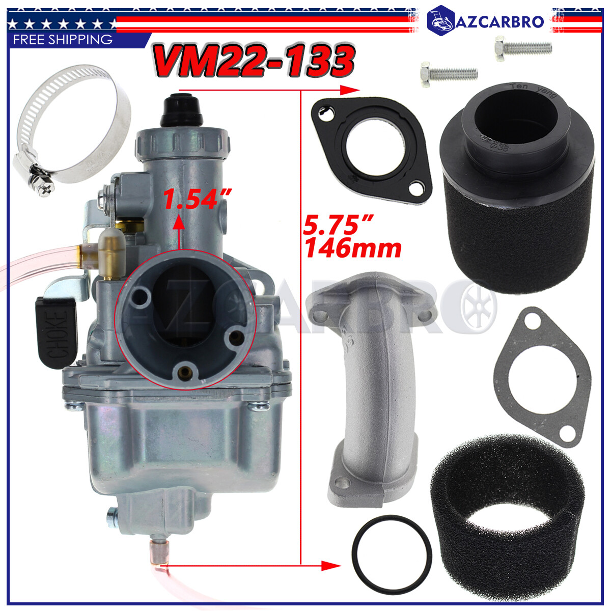 Carburetor for Mikuni 22mm Round Slide Bolt On Flange Carb VM22-133 Kit