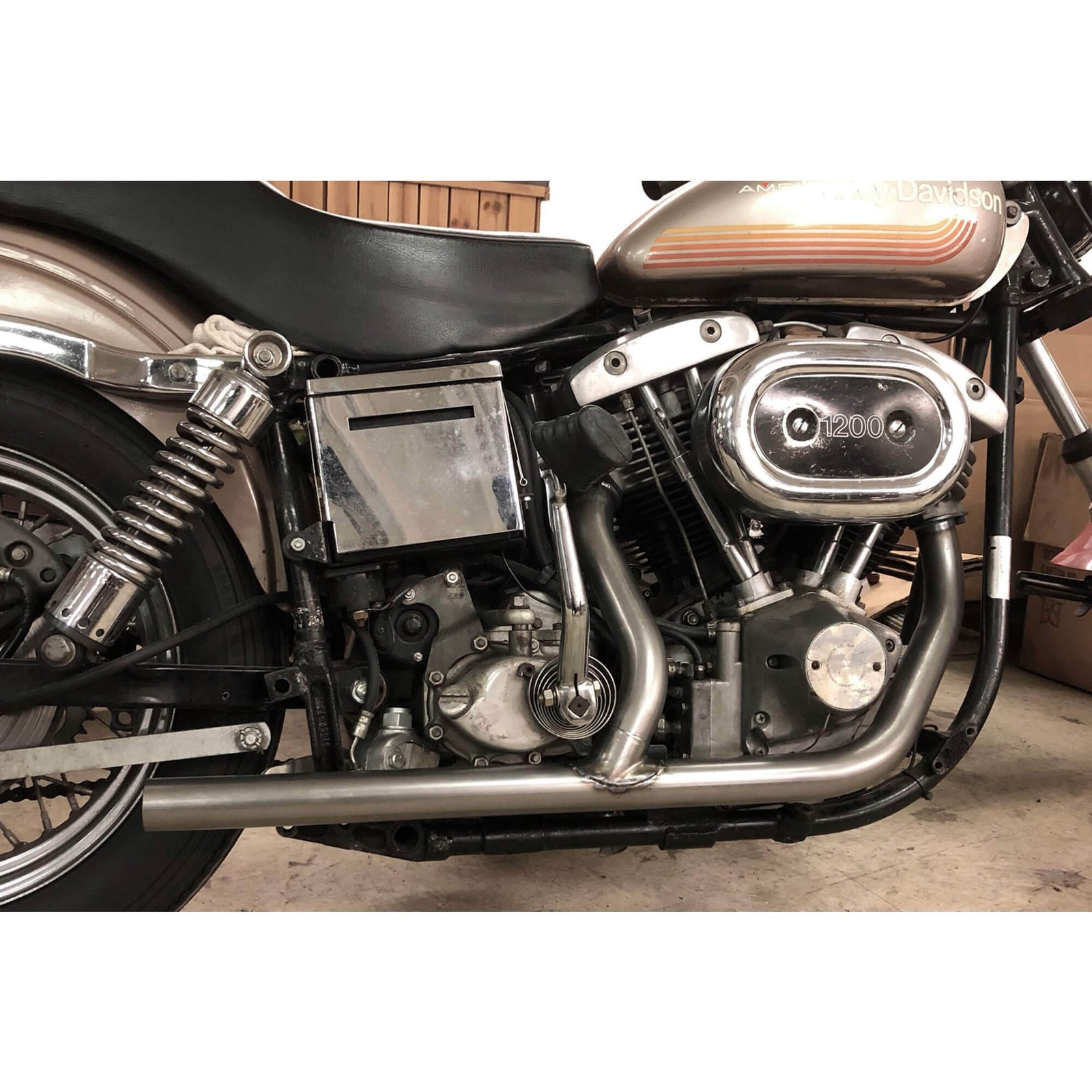 Exhaust Pipe Set 2-into-1 1970-84 Harley Cone Shovelhead Bare Steel 65435-70 USA