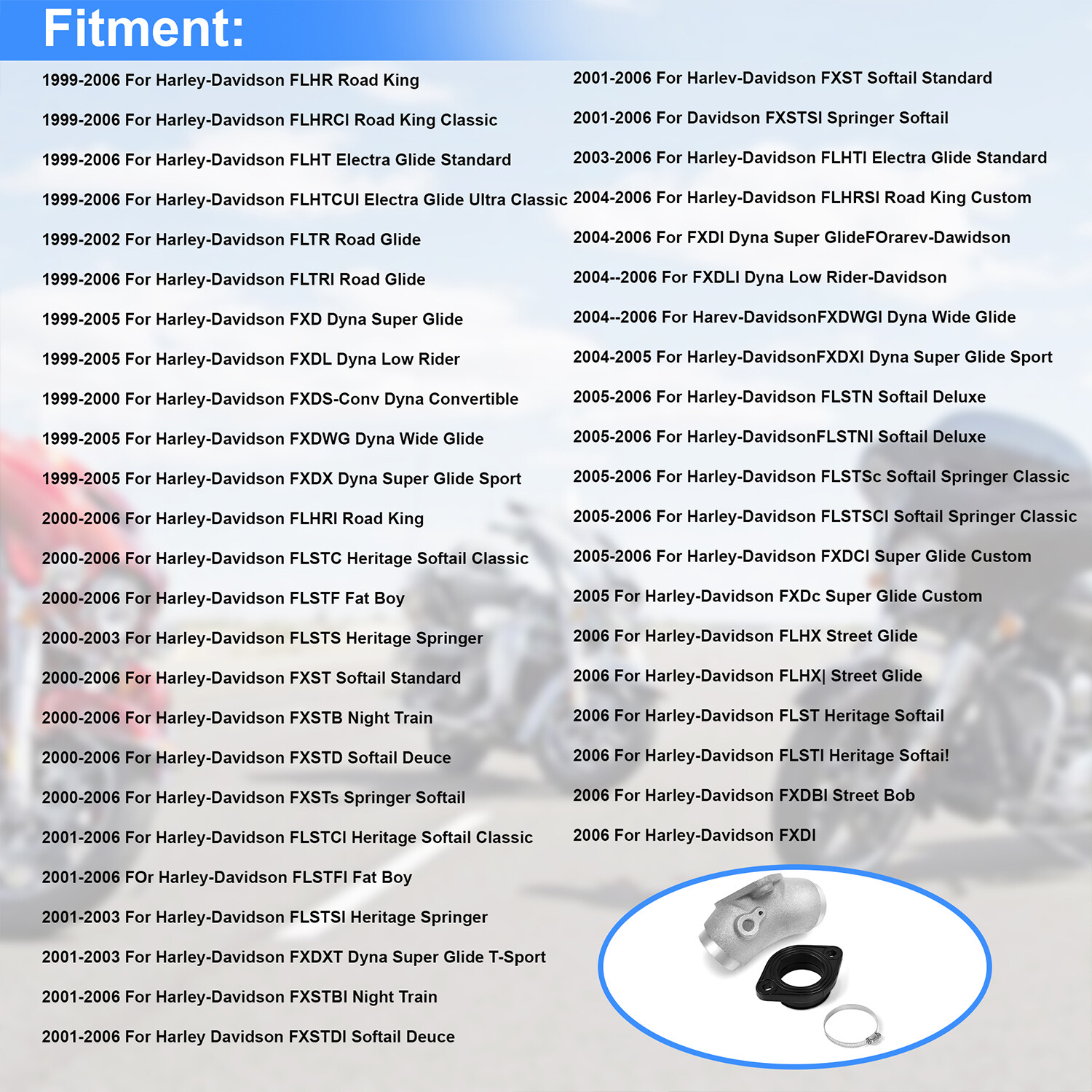 Intake Manifold Rubber Flange Adapter Kit HS42/061-45TC For Harley-Davidson Twin