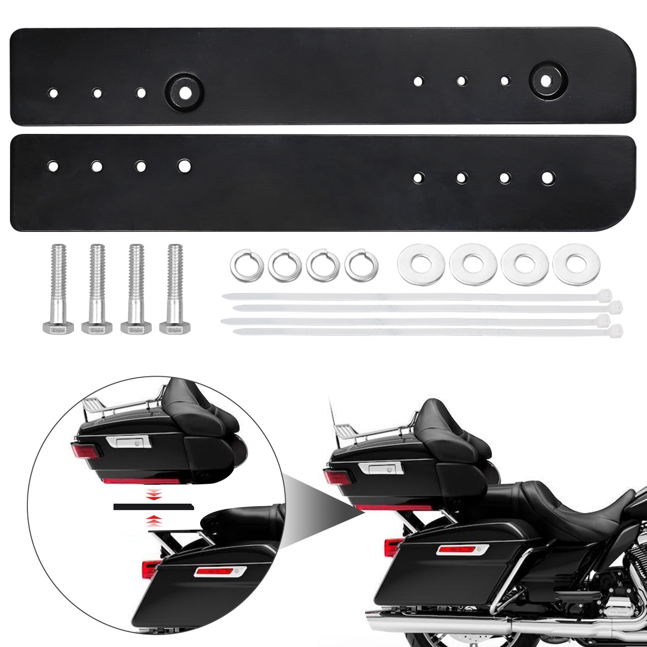 Tour-Pak Relocator Kit Mount Adjustable 1-3” For Harley Road King Tri Glide 14+