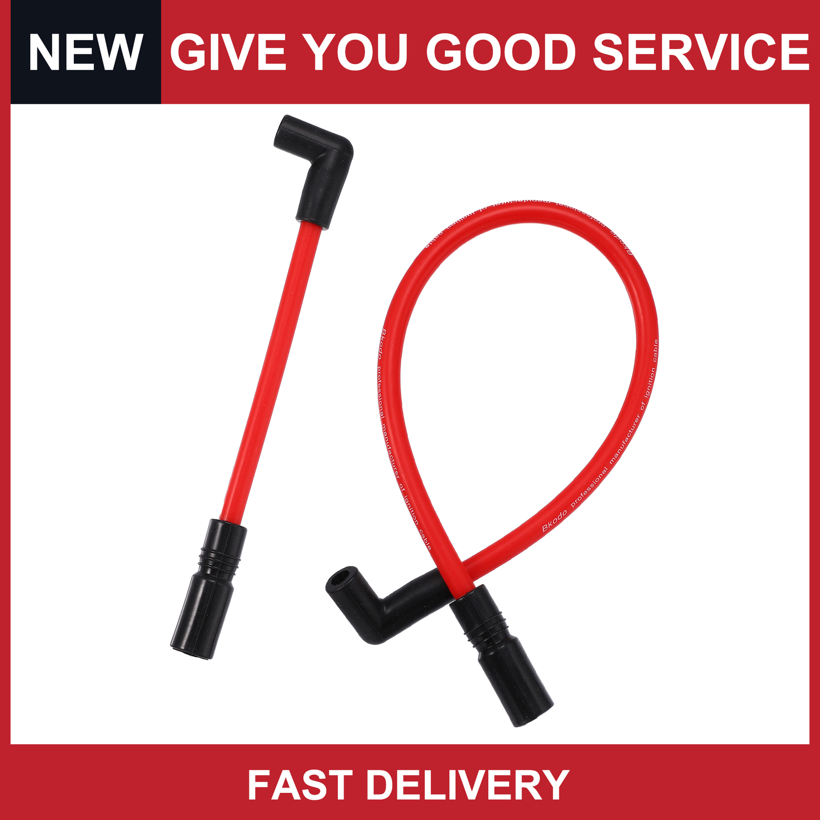 Pack of 2 For Harley Davidson Dyna 10.4mm 10mm Motorcycle Spark Plug Wire Red