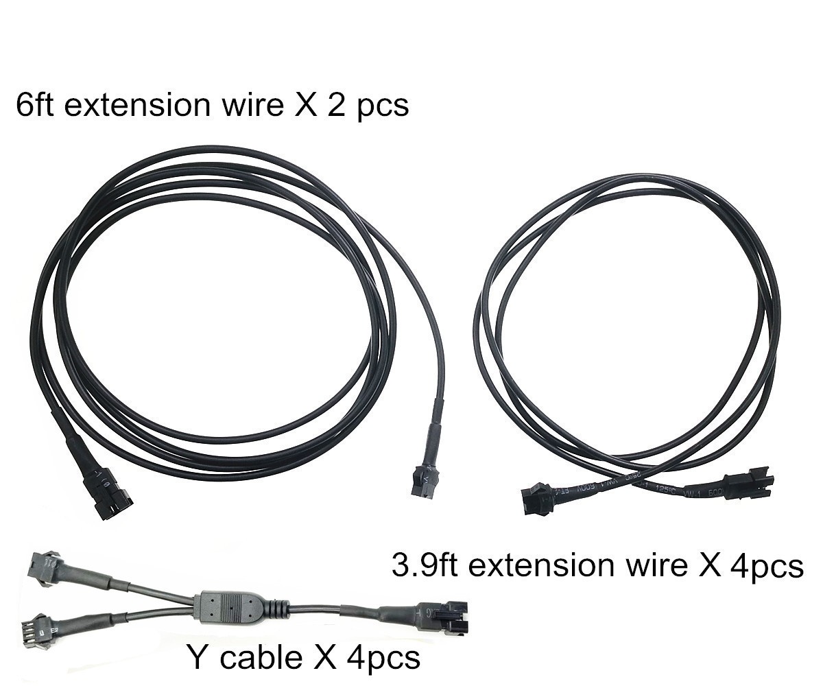 6ft And 3.9ft Black Extension Cord & 2 Male Into 1 Female Connecotr Y Cable