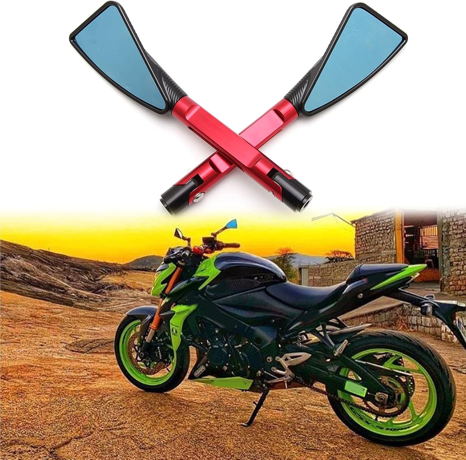 8mm 10mm Motorcycle Rear View Mirror Handlebar Yamaha XJ6 R1 R6 FZ6 F8Color: Red