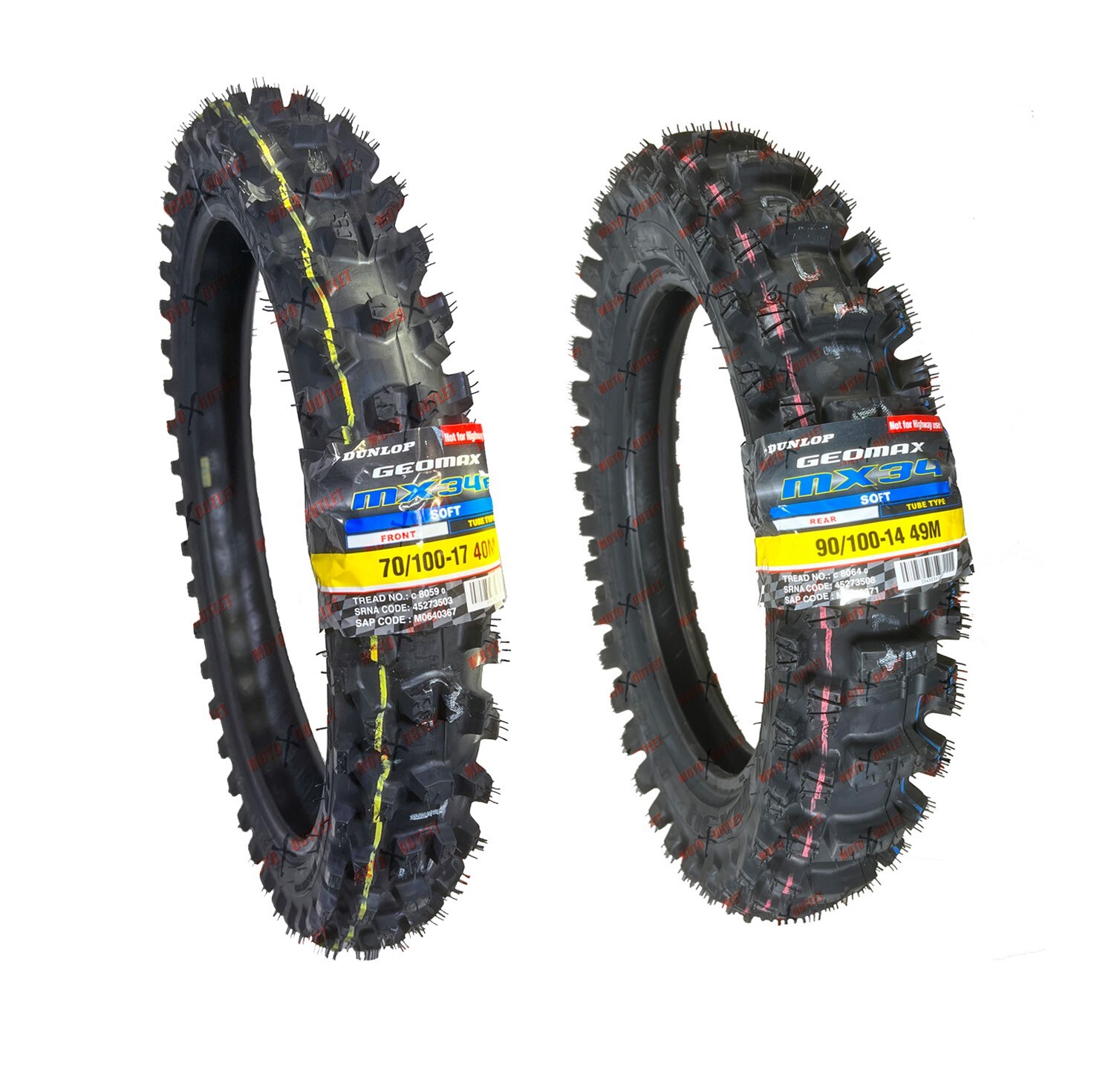Dunlop 70/100-17 & 90/100-14 Tire Set MX34 YZ85 CR85 85SX KX85 RM85
