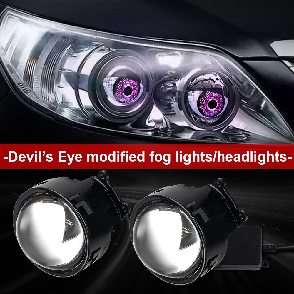 2 IN 1 Devil Eyes LED headlights dynamic remote 33 modes of lenses Blink lights