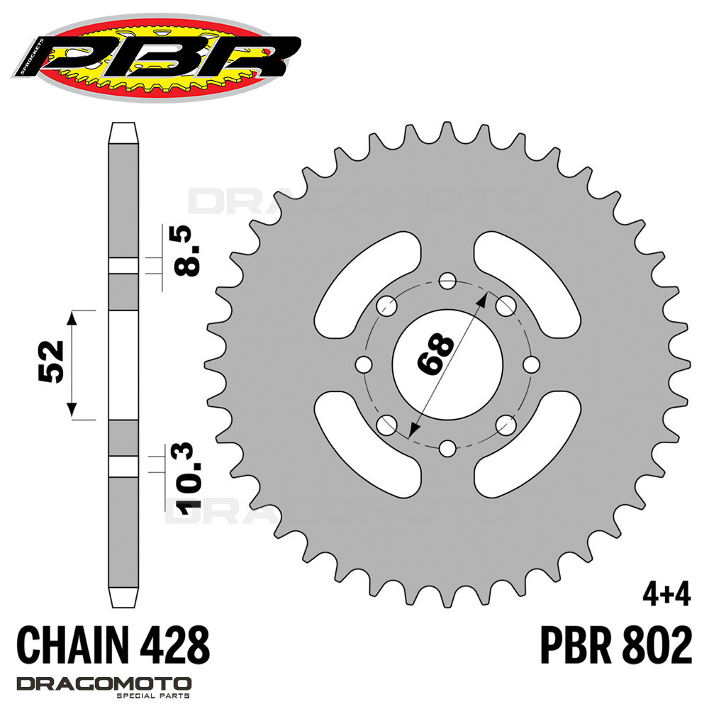 KAWASAKI KH 100 1978-1981 chain sprocket kit 428 PBR EK2418