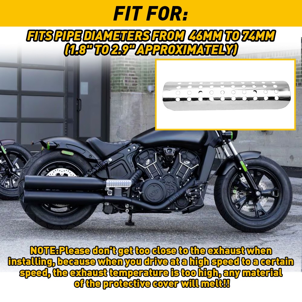 Universal Chrome Exhaust Muffler Pipe Heat Shield Cover Heel Guard Motorcycle