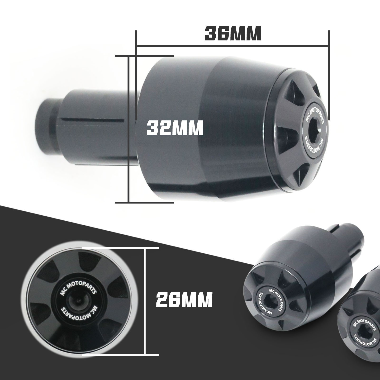 Anodized Black Bar Ends Pair STORM For MV Agusta Brutale 675 12 13 14 15