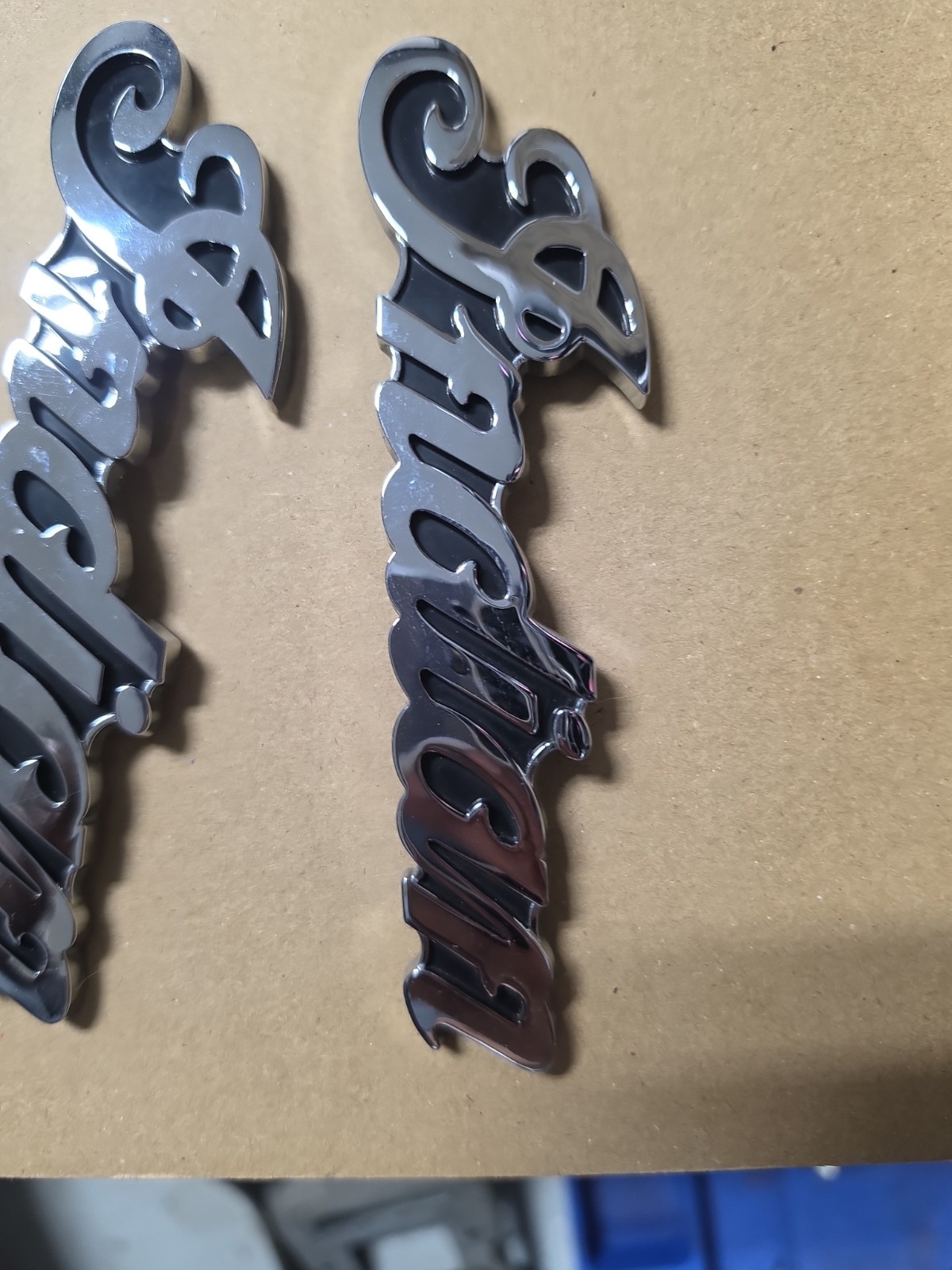 2014-2026 INDIAN OEM GENUINE 6 IN SCRIPT TANK BADGE Right LEFT CHROME PAIR SET