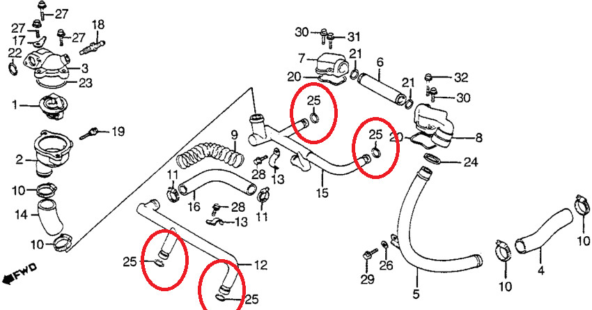 4 Honda Magna V65 1983 1984 1985 1986 VF1100C Water Pipe Orings 91335-567-000