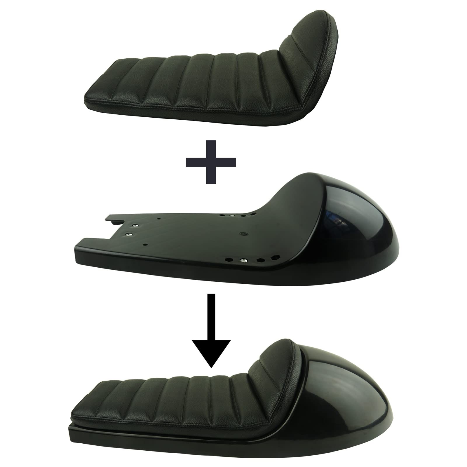 Black Hump Retro Motorcycle Cafe Racer Seat Vintage Style Cushion Saddle