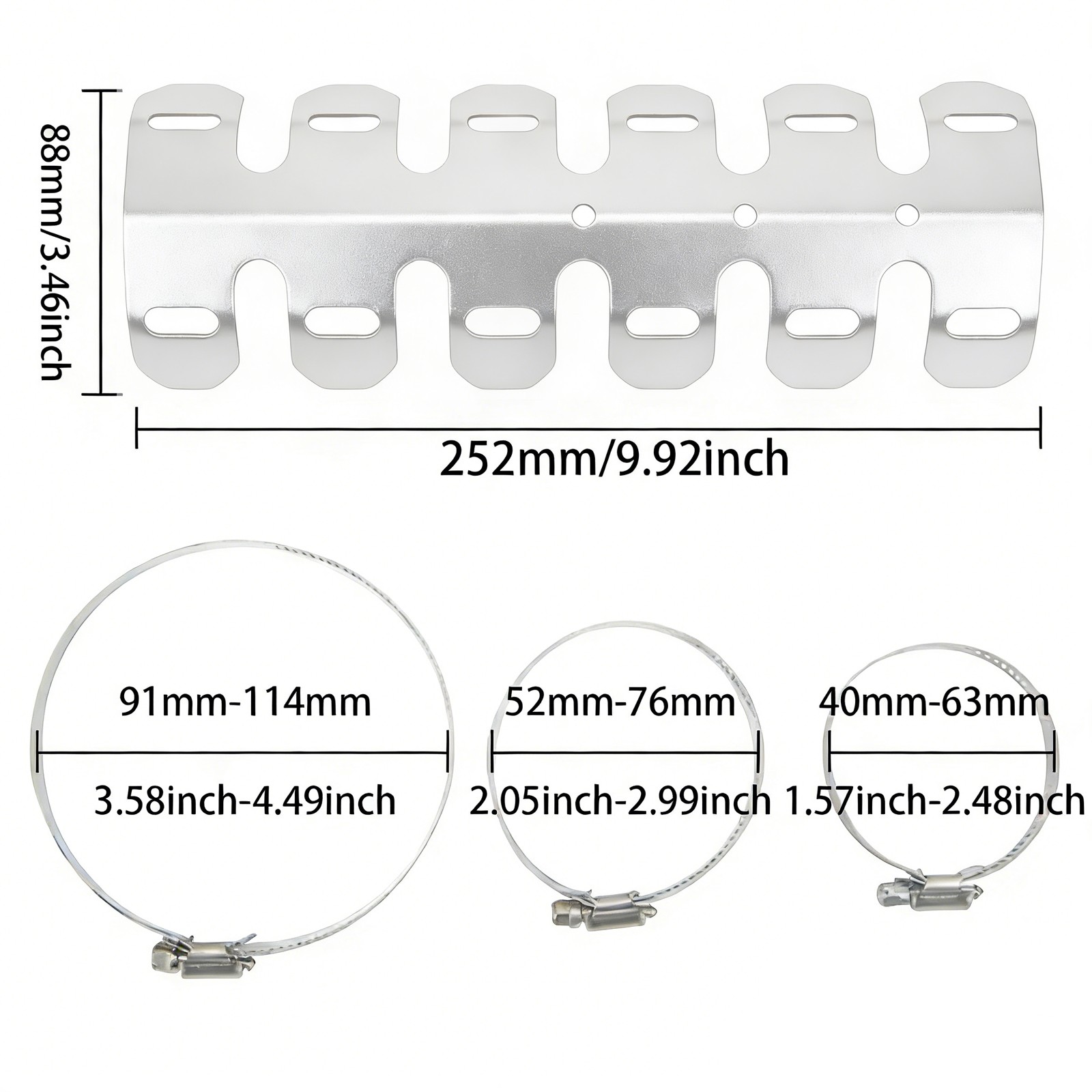 Motorcycle Exhaust Heat Shield Cover With Keel Structure And Holes On The Sides
