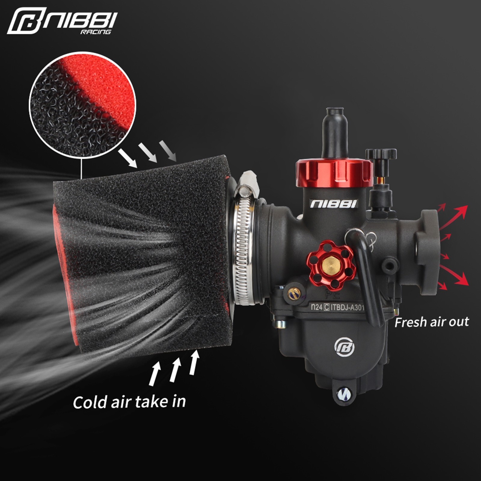 NIBBI 38mm Foam Air Filter Cleaner Pod Carb 50cc 70cc 90cc 110cc Dirt Bike ATV