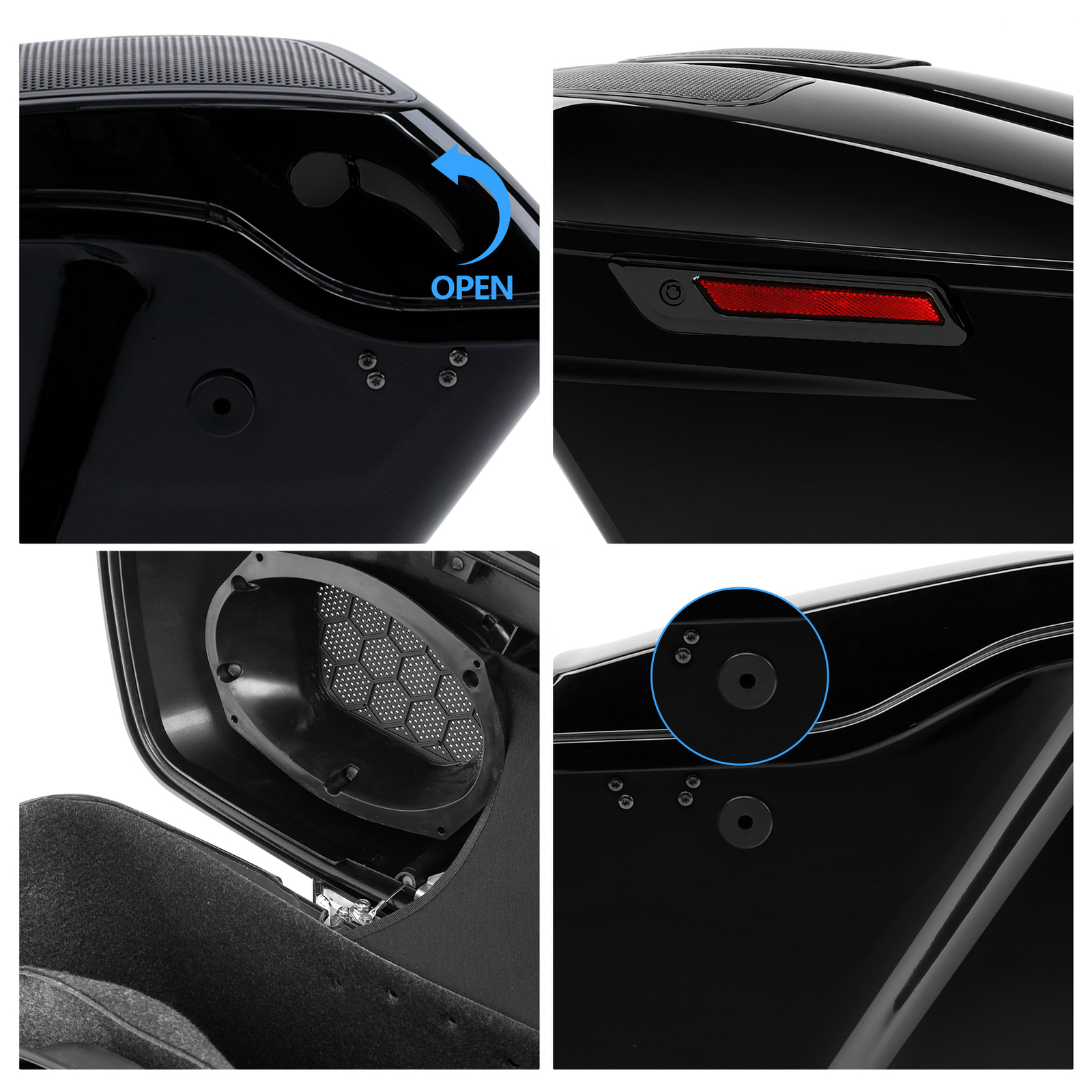 Black Saddlebag 6×9″ Speaker Cutout & Rear Fender For Harley Electra Glide 14-Up