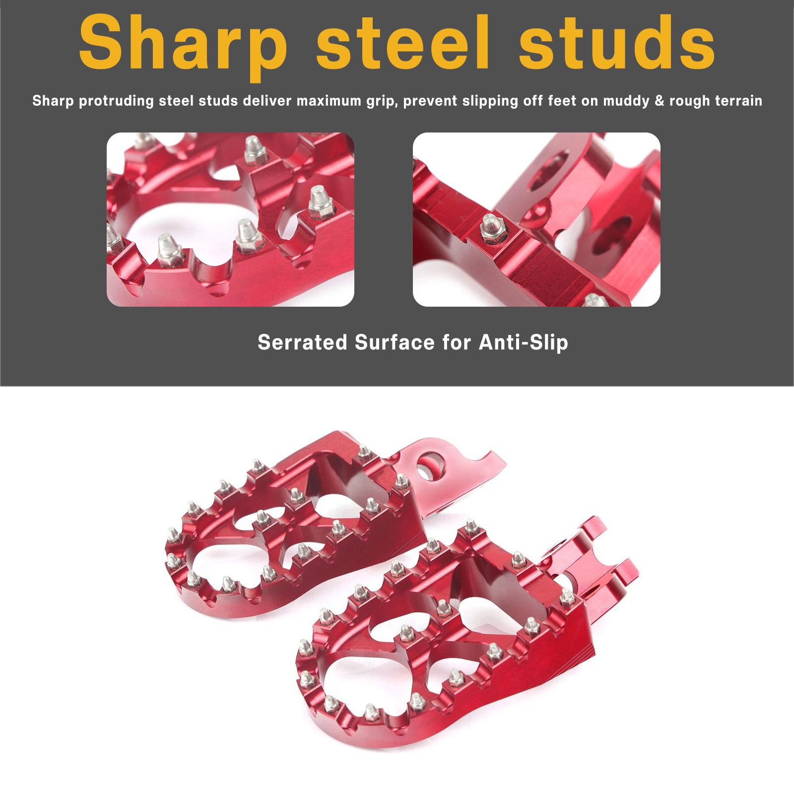 Billet MX Wide Foot Pegs For Honda CR125/250R CRFC450L CRF1000L CRF1100L 2026 25