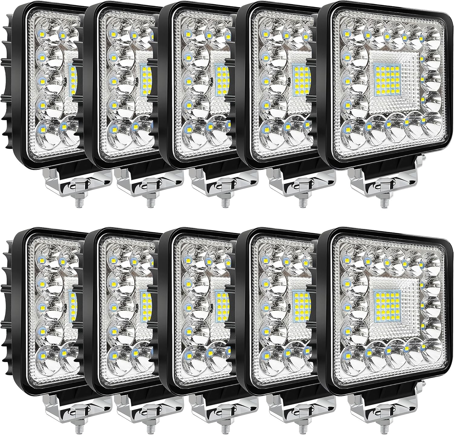 LED Tractor Work Lights, 4 Inch 120W 10000lm Pod Lights 12V 24V 10 Cube