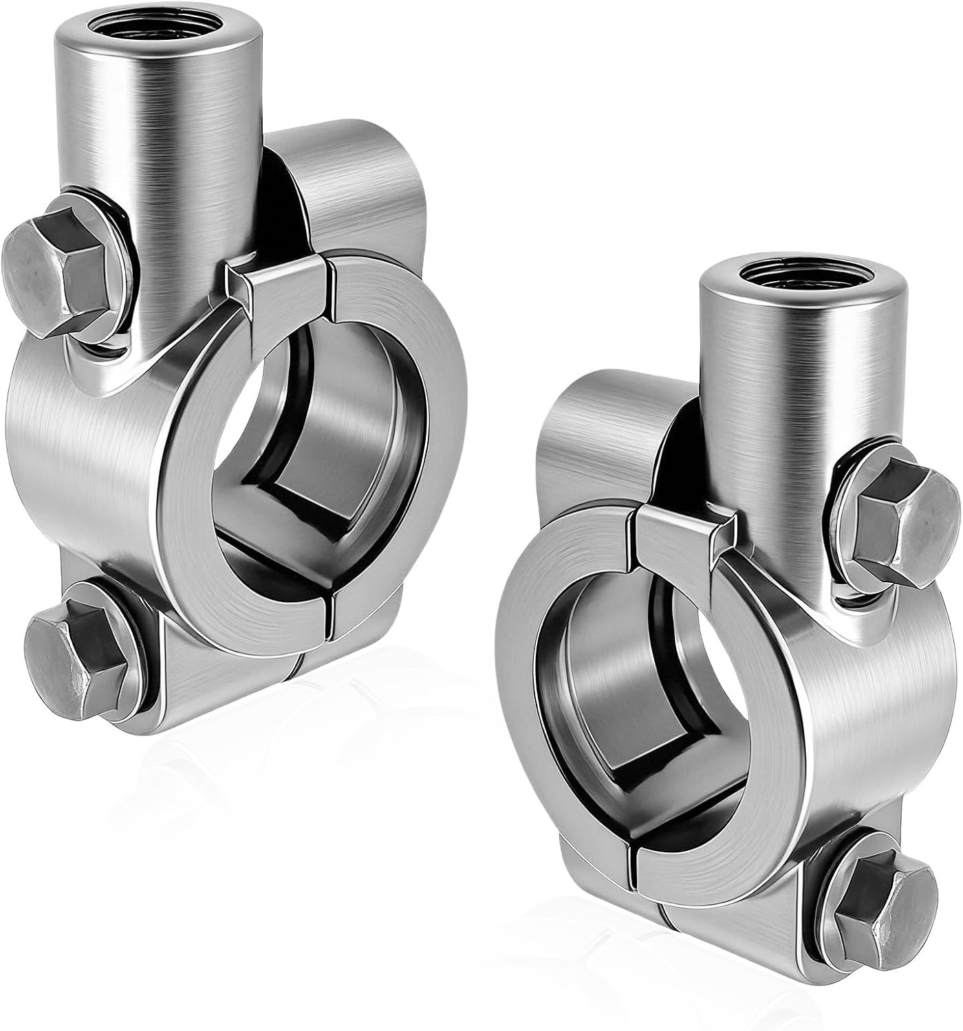 2 PCS Motorcycle Handlebar Mirror Mount Holder, 10mm Thread Clamp Adaptor 7/8 Ba