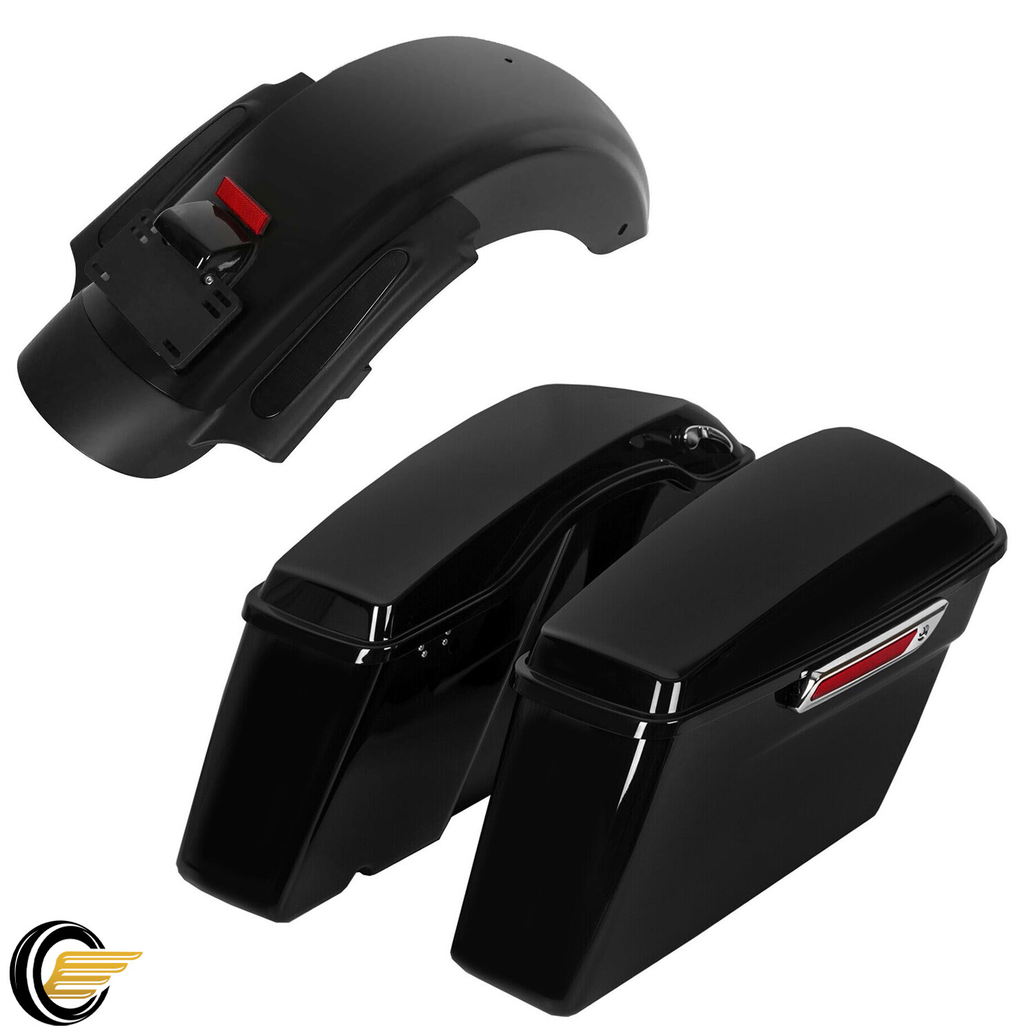 For 09-24 Harley Touring Road CVO Style LED Rear Fender System Hard Saddlebags