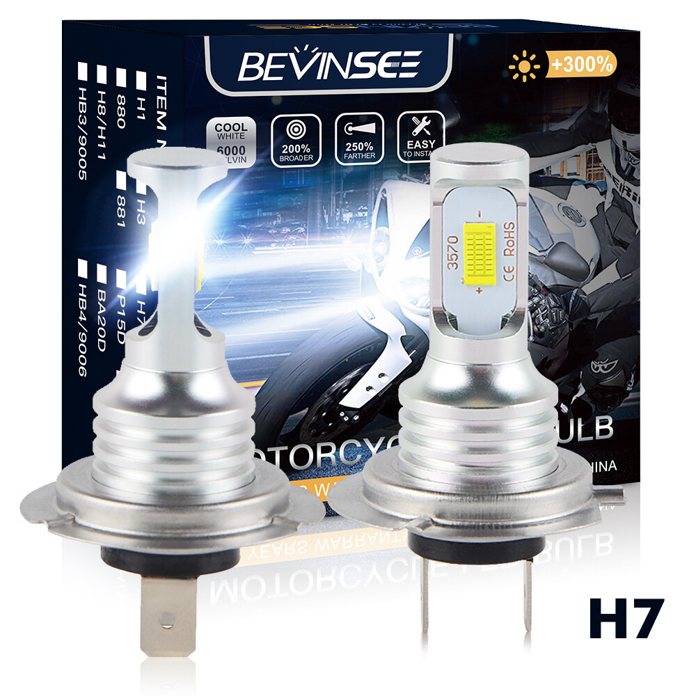 H7 LED Headlight Bulbs Cold White Fit Honda CBR600F4i 2001-2006 CBR954RR 2001-03