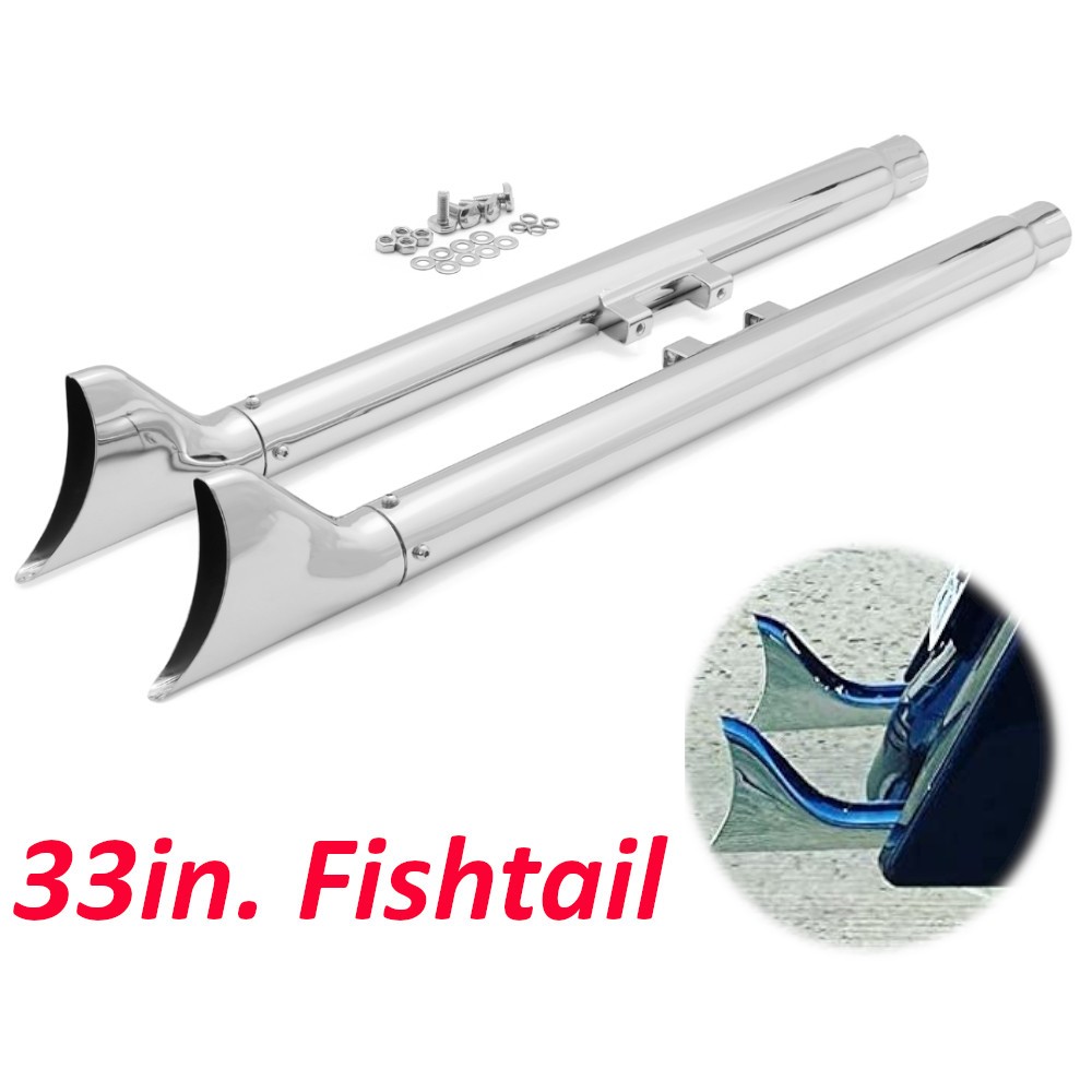 33in. Fishtail Slip on Exhaust Mufflers Dual for Harley Softail Heritage Deluxe