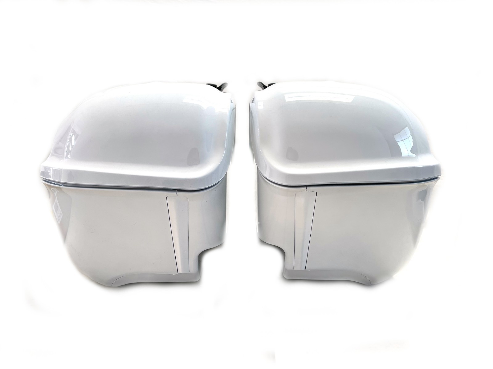 Mutazu White Universal RS Motorcycle Hard Saddlebags for Cruisers Baggers
