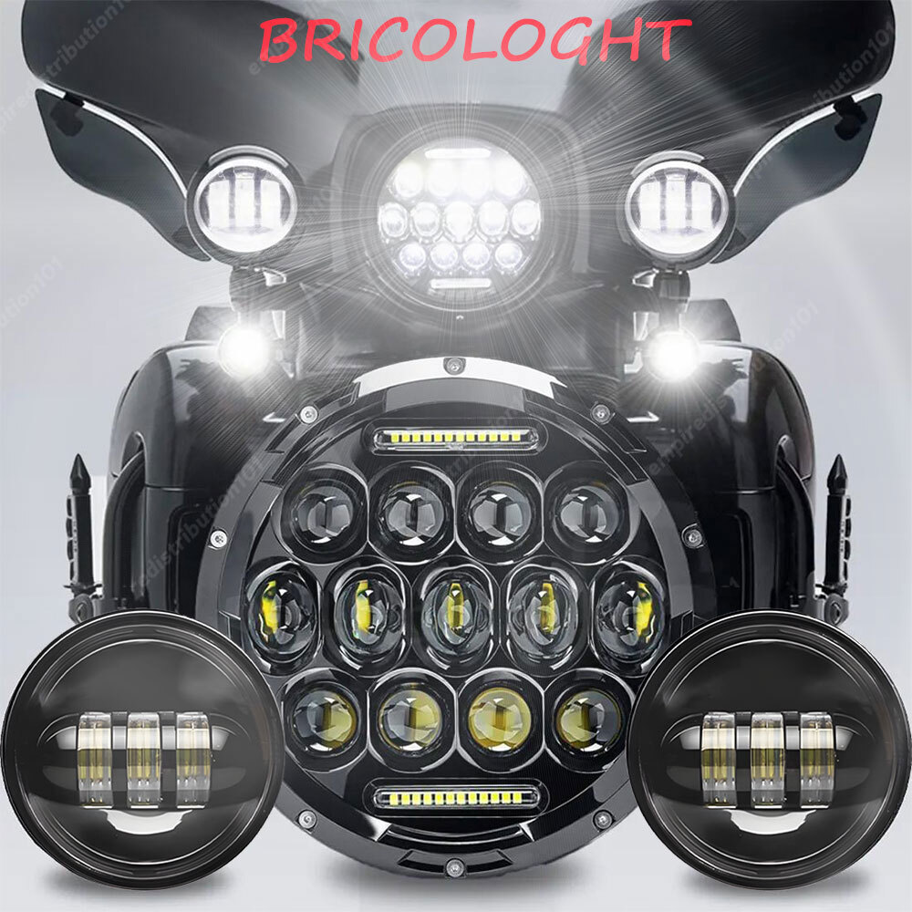 7″ inch LED Headlight With Fog Lights For Harley Davidson Touring Street Glide
