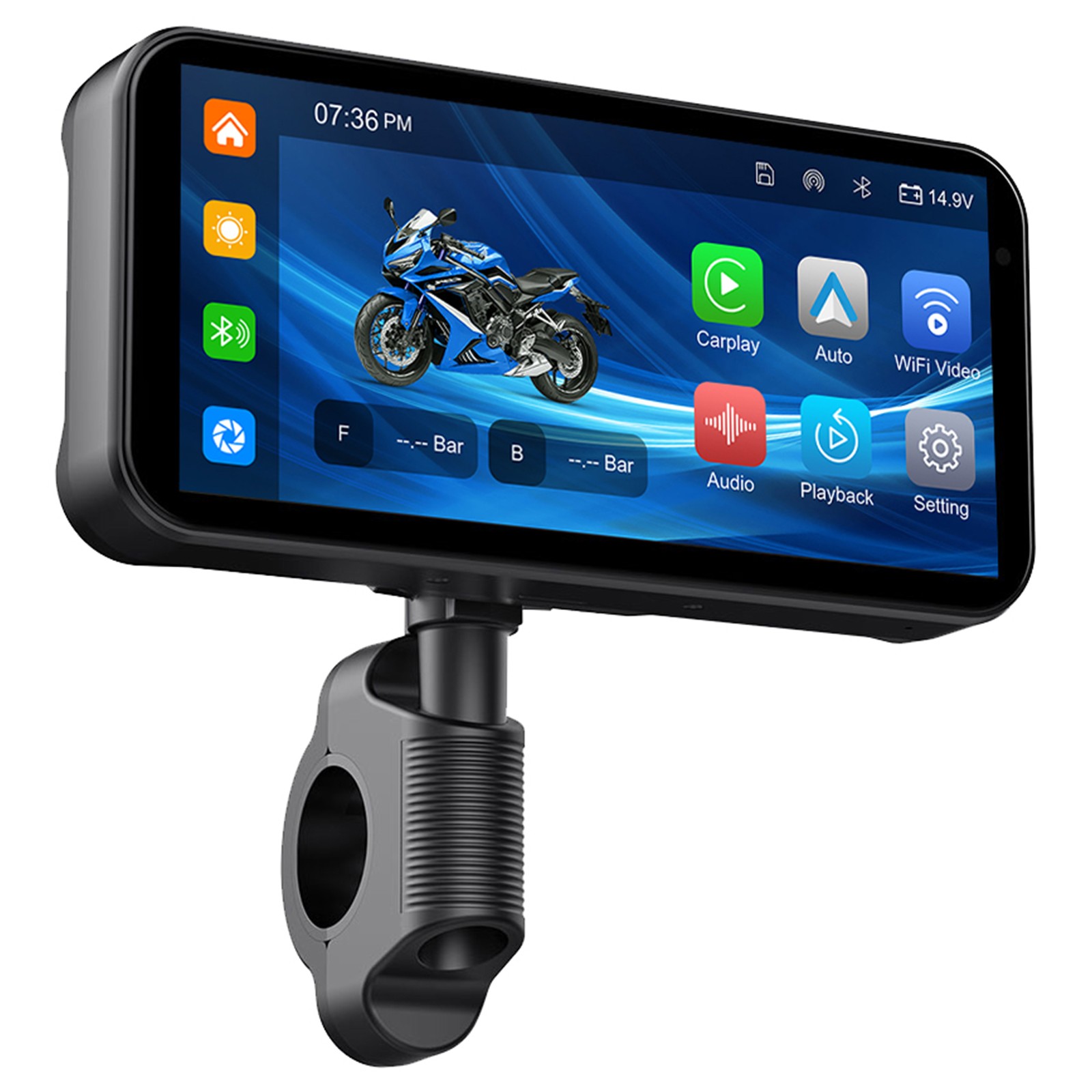 6.25″ IPS Motorcycle GPS Wireless CarPlay Android Auto Navi Audio Receiver + Cam